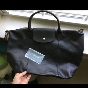 Longchamp le pliage cuir tote with shoulder strap